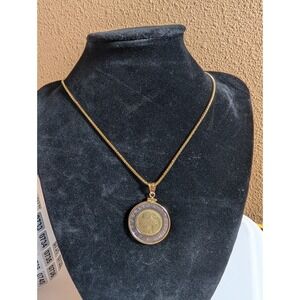 Vintage 14k Gold Italian‎ Lira Pendant on 14k gold chain